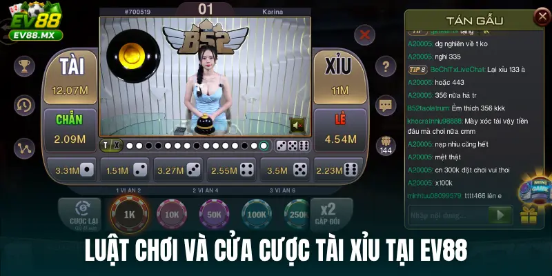 Luật chơi và cửa cược Tài xỉu tại EV88